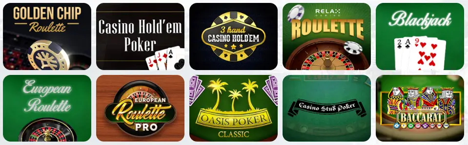 Juegos de mesa en CHILLBET CASINO